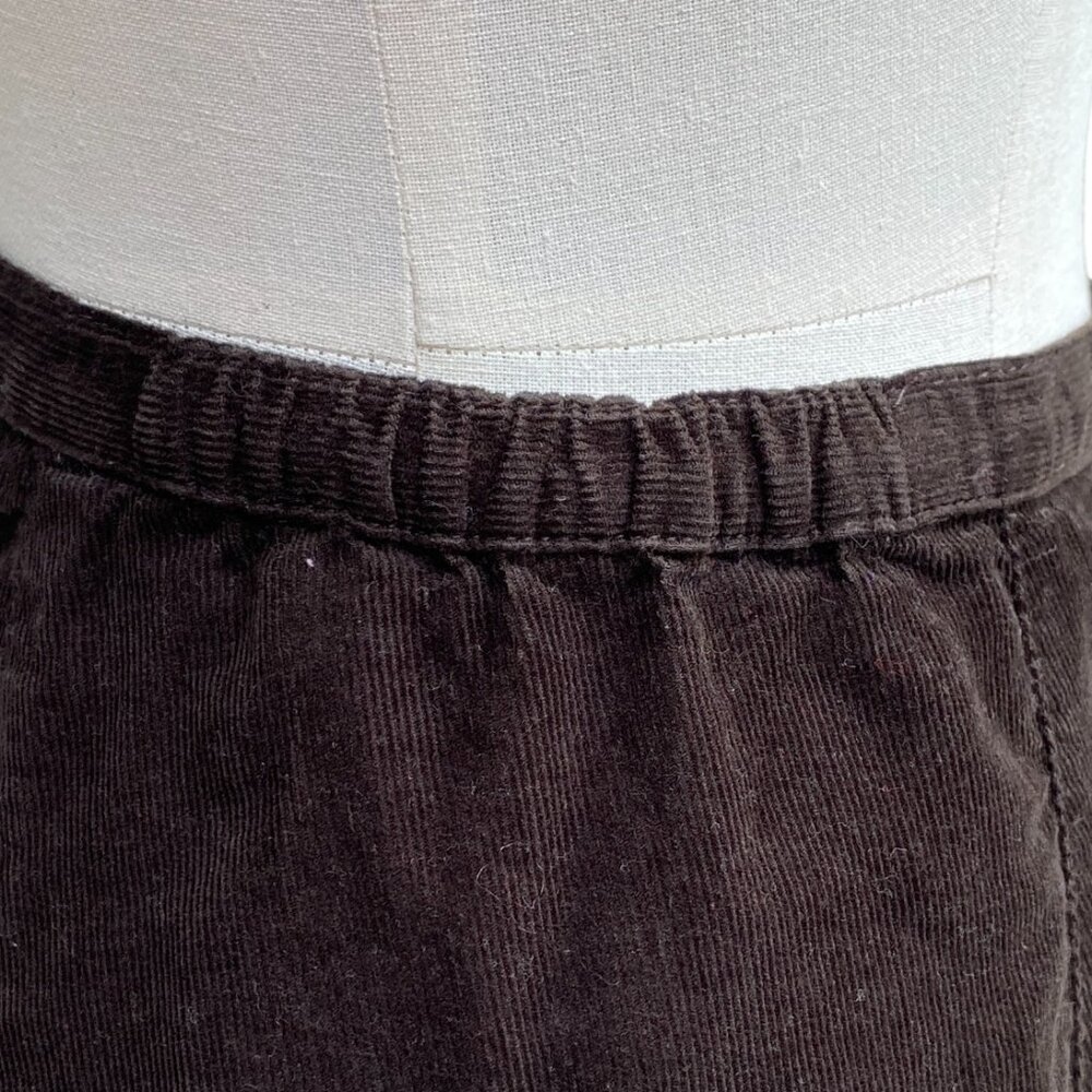 Vintage Brown Corduroy Tiered Ruffle Midi Skirt Boho Forest Fairy Indie Grunge-L - Picture 5 of 12